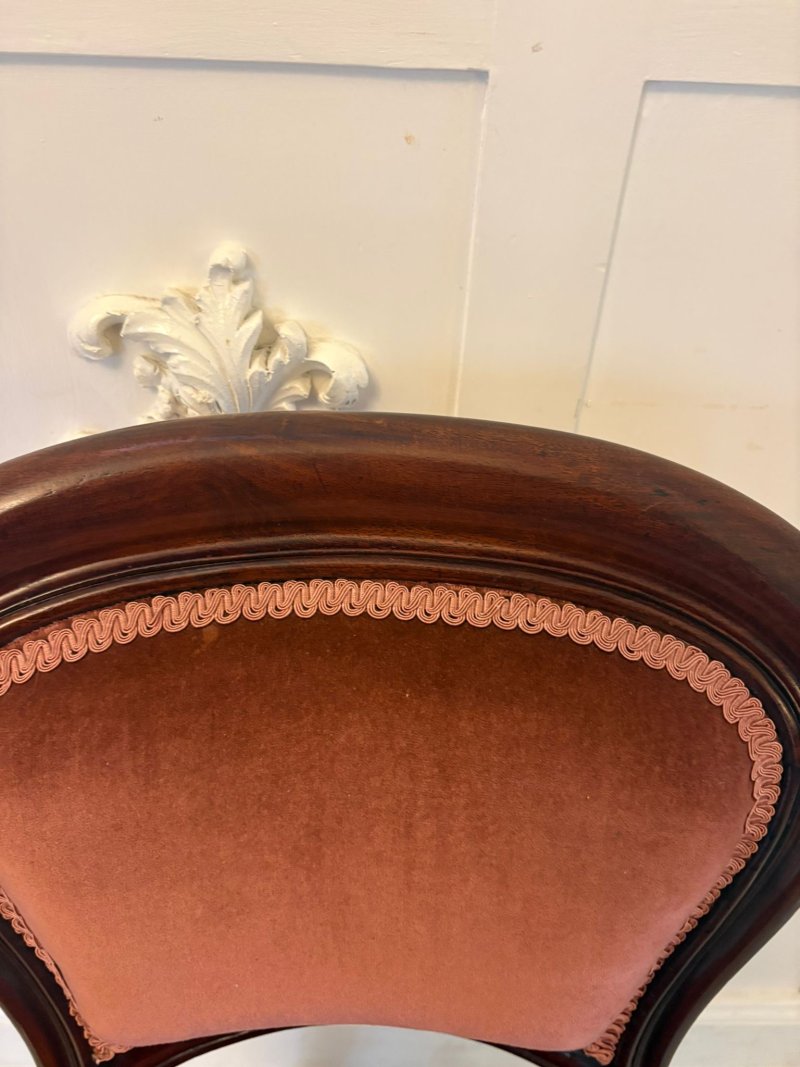 Antique Victorian Set of 6 Mahogany Dining Chairs with Tulip Legs - Image 8